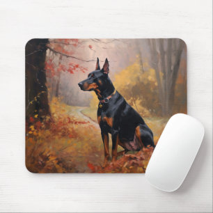 Mousepad Doberman no outono deixa cair inspiração