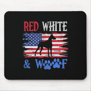 Mousepad Doberman Pinscher American Flag Usa Red White E