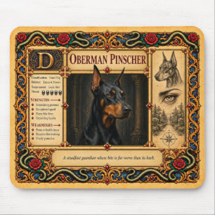 Mousepad Doberman Pinscher, Arte Medieval de Bestiário