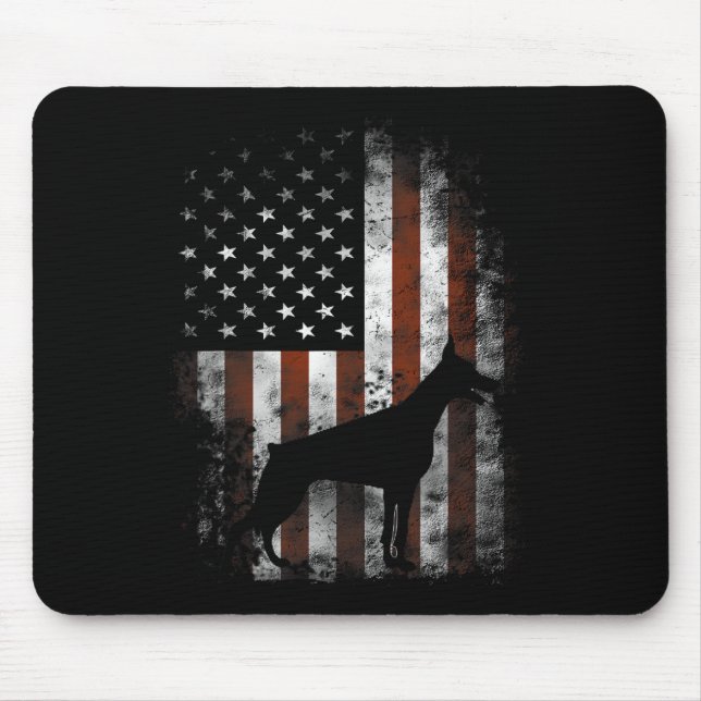 Mousepad Doberman Pinscher Bandeira Americana Presentes Pat (Frente)