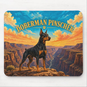 Mousepad Doberman Pinscher, Black Canyon Aquarela Vintage
