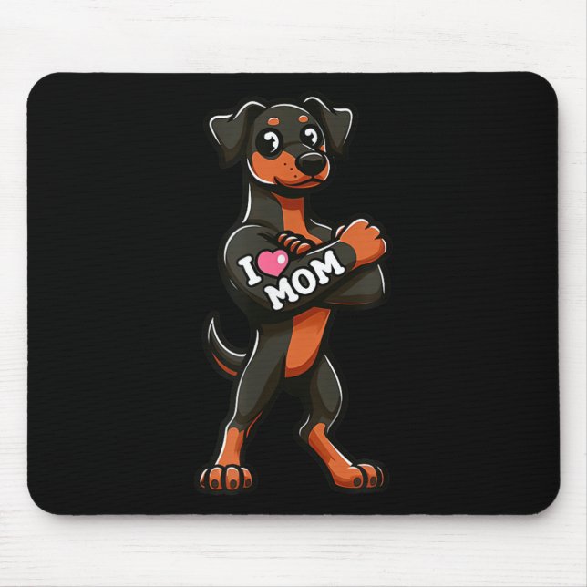 Mousepad Doberman Pinscher Eu Amo A Mãe Tatuagem De Cachorr (Frente)