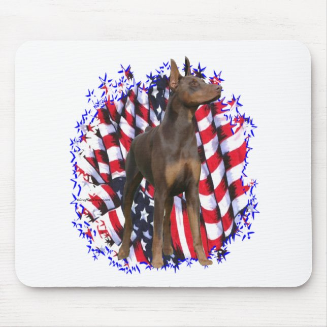 Mousepad Doberman Pinscher (vermelho) Patriot (Frente)