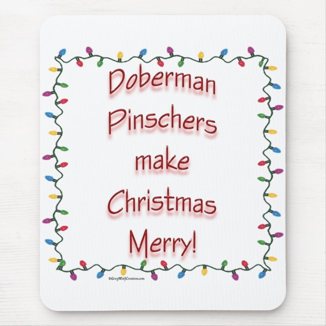 Mousepad Doberman Pinschers faz Feliz de Natal (Frente)