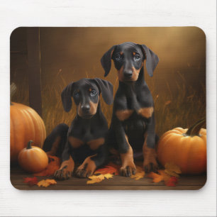 Mousepad Doberman Puppy Autumn Delight Pumpkin