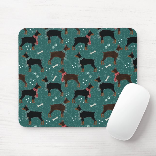 Mousepad Dobermanes vermelhos e negros em Escarpões Padrão  (Com mouse)