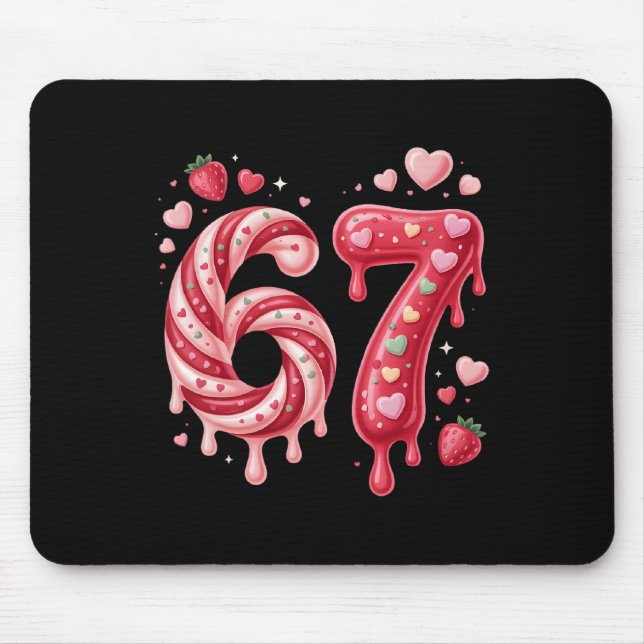 Mousepad Doce Bala 67 Morango Coração Gotejamento Fofo Vale (Frente)