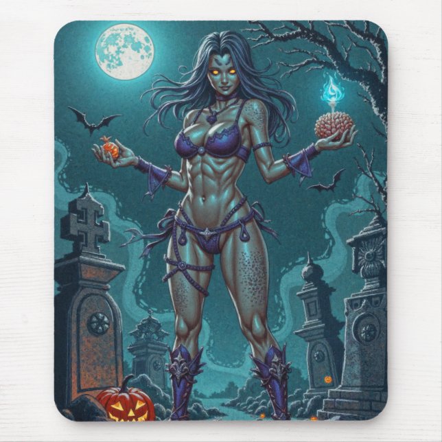 Mousepad Doce de Halloween ou Namorada Zumbi com Miolos (Frente)