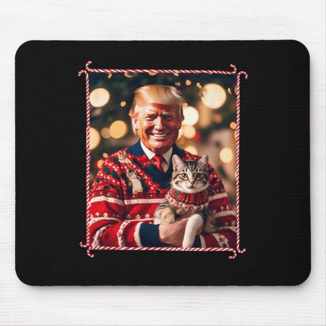 Mousepad Doce De Natal Engraçado Para Os Pássaros Gatos (Frente)