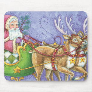Mousepad Doce Desenho Animado Natal Papai Noel Trenó Rena