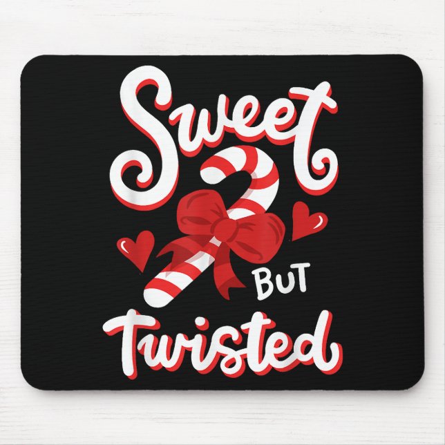 Mousepad Doce, Mas Entorcido, Doces De Natal Engraçado Xmas (Frente)