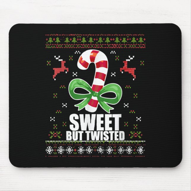 Mousepad Doce Mas Torto Engraçado Bastão De Doce De Natal F (Frente)