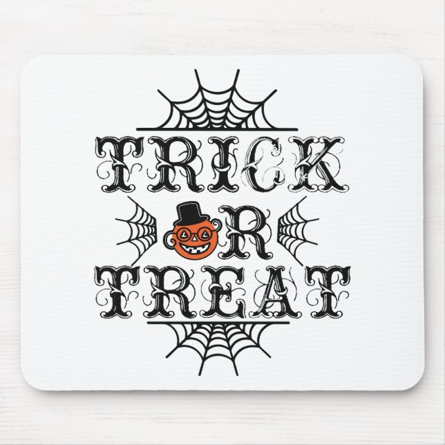 Mousepad Doce ou Travessura Abóboras Aranhas Feliz Dia das  (Frente)