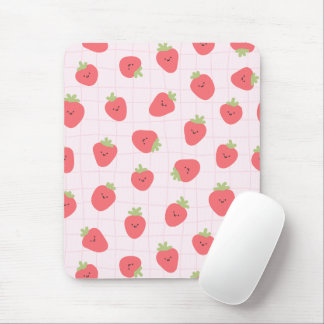 Mousepad Doce Padrão de Morango – Morango Kawaii