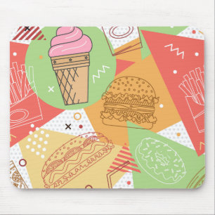 Mousepad Doce pastel abstrato e ilustrações de sorvete