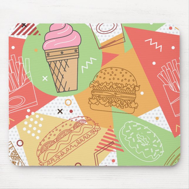 Mousepad Doce pastel abstrato e ilustrações de sorvete (Frente)