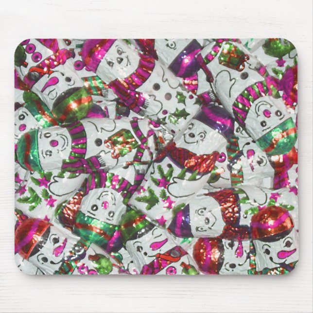 Mousepad Doce Snowmen - Pente de rato rosa - horizontal (Frente)