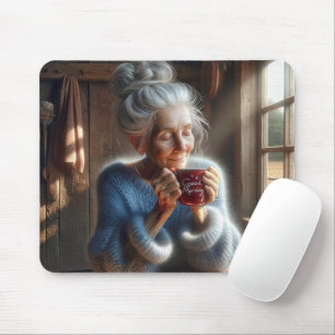 Mousepad Doce Velha Senhora Com Café Da Manhã