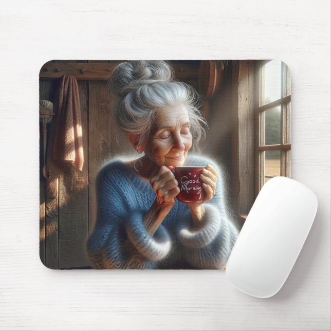 Mousepad Doce Velha Senhora Com Café Da Manhã (Com mouse)