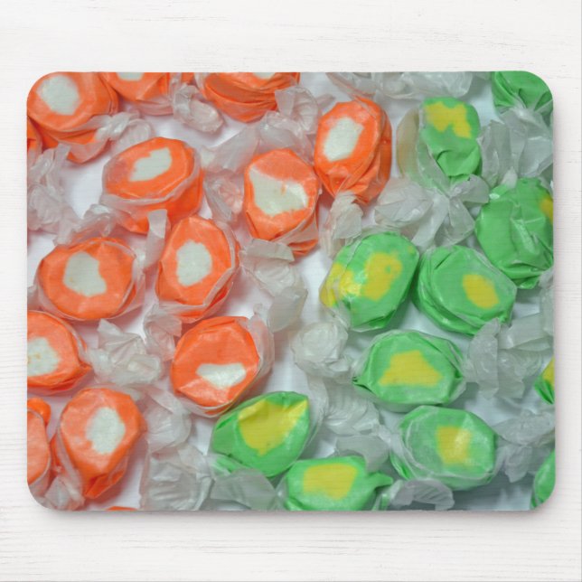 Mousepad doce, verde e laranja taffy (Frente)