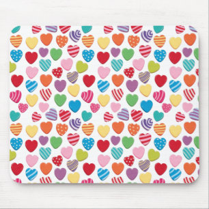 Mousepad doces coloridos padrão de coração dia dos namorado