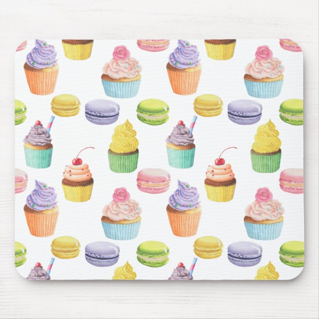 Mousepad Doces, cupcakes e macarões (Frente)