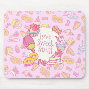 Mousepad Doces e Bebidas Rosa