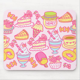 Mousepad Doces e Bebidas Rosa
