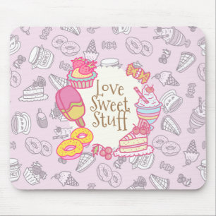 Mousepad Doces e Bebidas Rosa