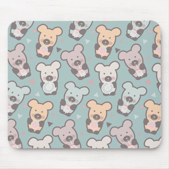 Mousepad Doces Lanches Confetes Ursos Fofos    (Frente)