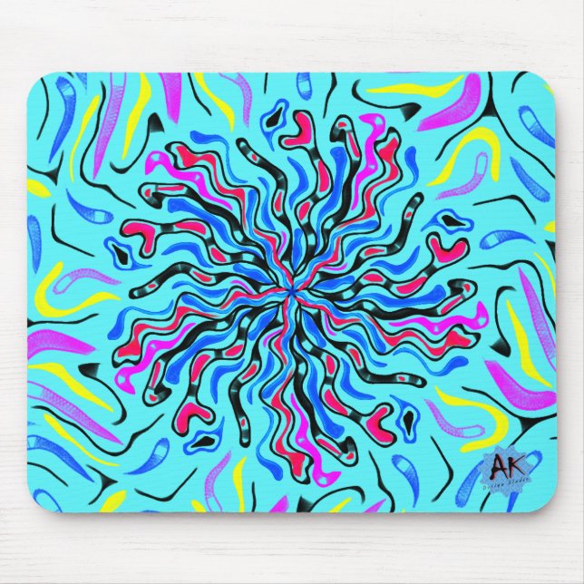Mousepad Dodle mandala de cores loucas (Frente)