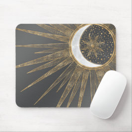 Mousepad Dodles Dourados Elegantes Sun Moon Mandala Design