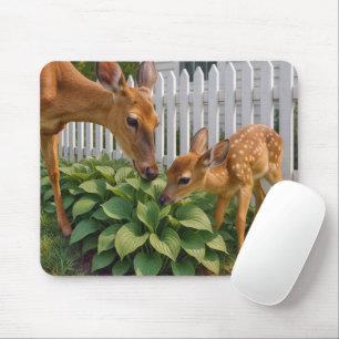 Mousepad Doe e Fawn Comendo Hosta