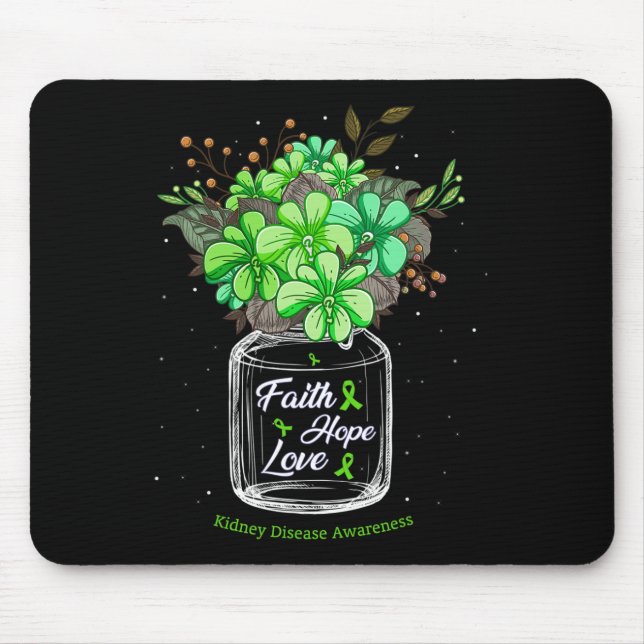 Mousepad Doença Fé Ama Esperança Flor Consciência (Frente)