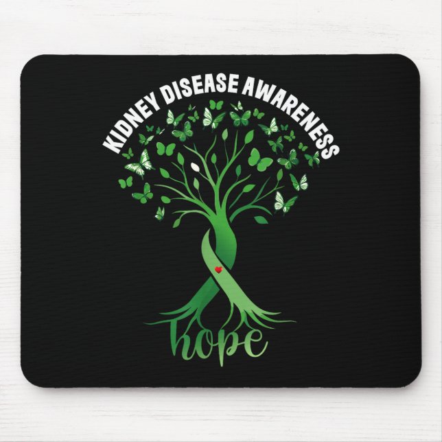 Mousepad Doença renal conscientização fita verde árvore esp (Frente)