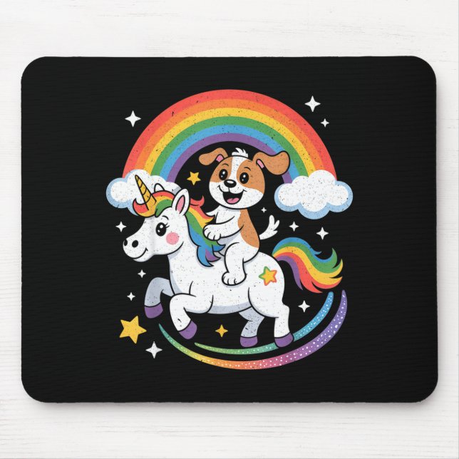 Mousepad Dog And Unicorn Space Galaxy Rainbow Dogs  (Frente)