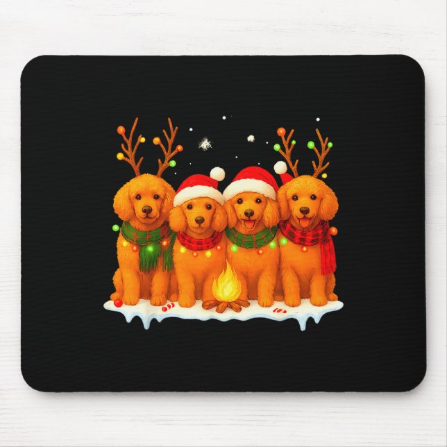 Mousepad Dog Christmas Light Reindeer Santa Christmas Odle  (Frente)