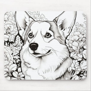Mousepad Dog Corgi Peaceful Nature Prairie Desenho