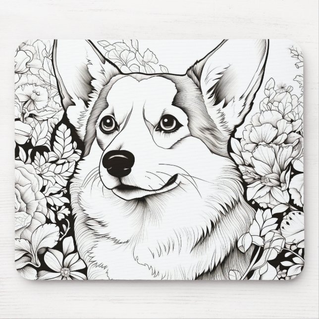 Mousepad Dog Corgi Peaceful Nature Prairie Desenho (Frente)