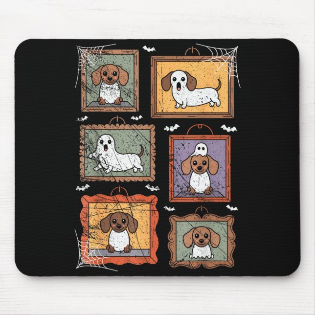 Mousepad Dog In Ghost Costume Funny Halloween Puppy Lover  (Frente)