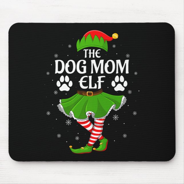 Mousepad Dog Mom Elf Christmas Family Girls Women Elf Squad (Frente)