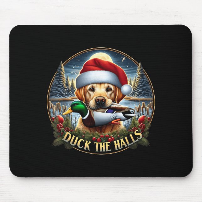 Mousepad Dog Santa Duck Hunting Christmas Funny Adventure A (Frente)