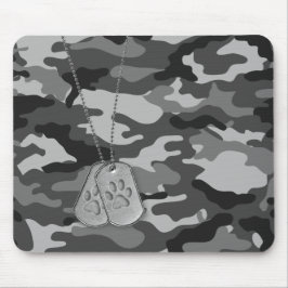 Mousepad Dog tags Militares com Impressões de Pata em Camo