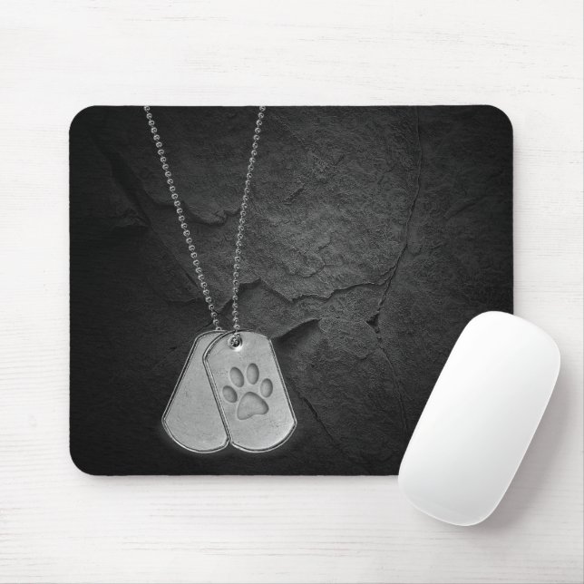 Mousepad Dog tags militares com Pawprint (Com mouse)