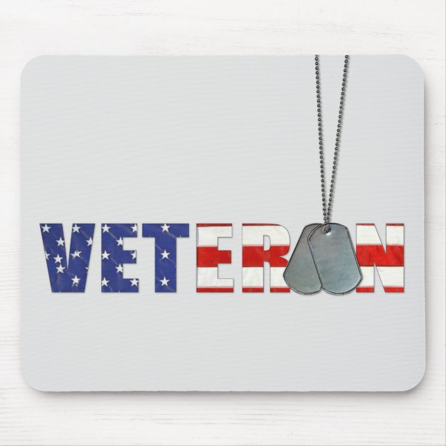 Mousepad Dog tags veteranos na Cinza (Frente)