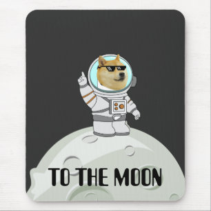 Mousepad Dogecoin para a lua cachorro negro engraçado de a