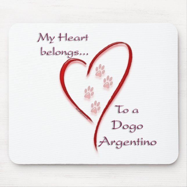 Mousepad Dogo Argentino Heart Pertence (Frente)