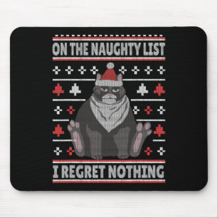 Mousepad Doido Gato Xmas Suéter Feio Eu Não Me Arrependo Na