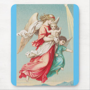 Mousepad Dois anjos carregam uma criança pequena