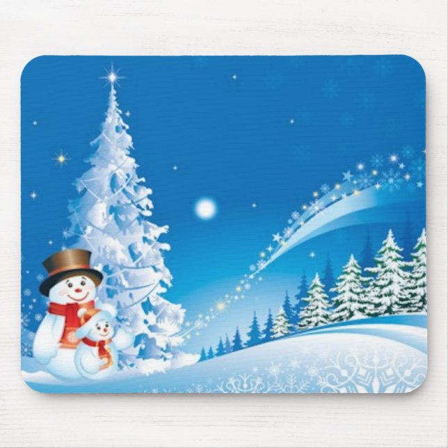 Mousepad Dois bonecos de neve felizes (Frente)
